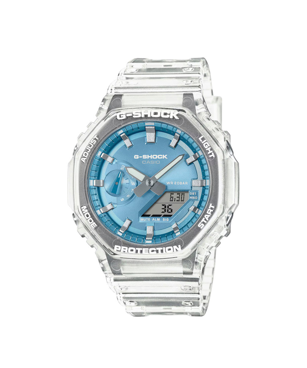 RELOJ ANÁLOGO DIGITAL PARA HOMBRE CASIO G-SHOCK GA-2100BM-7A2DR - TRANSPARENTE