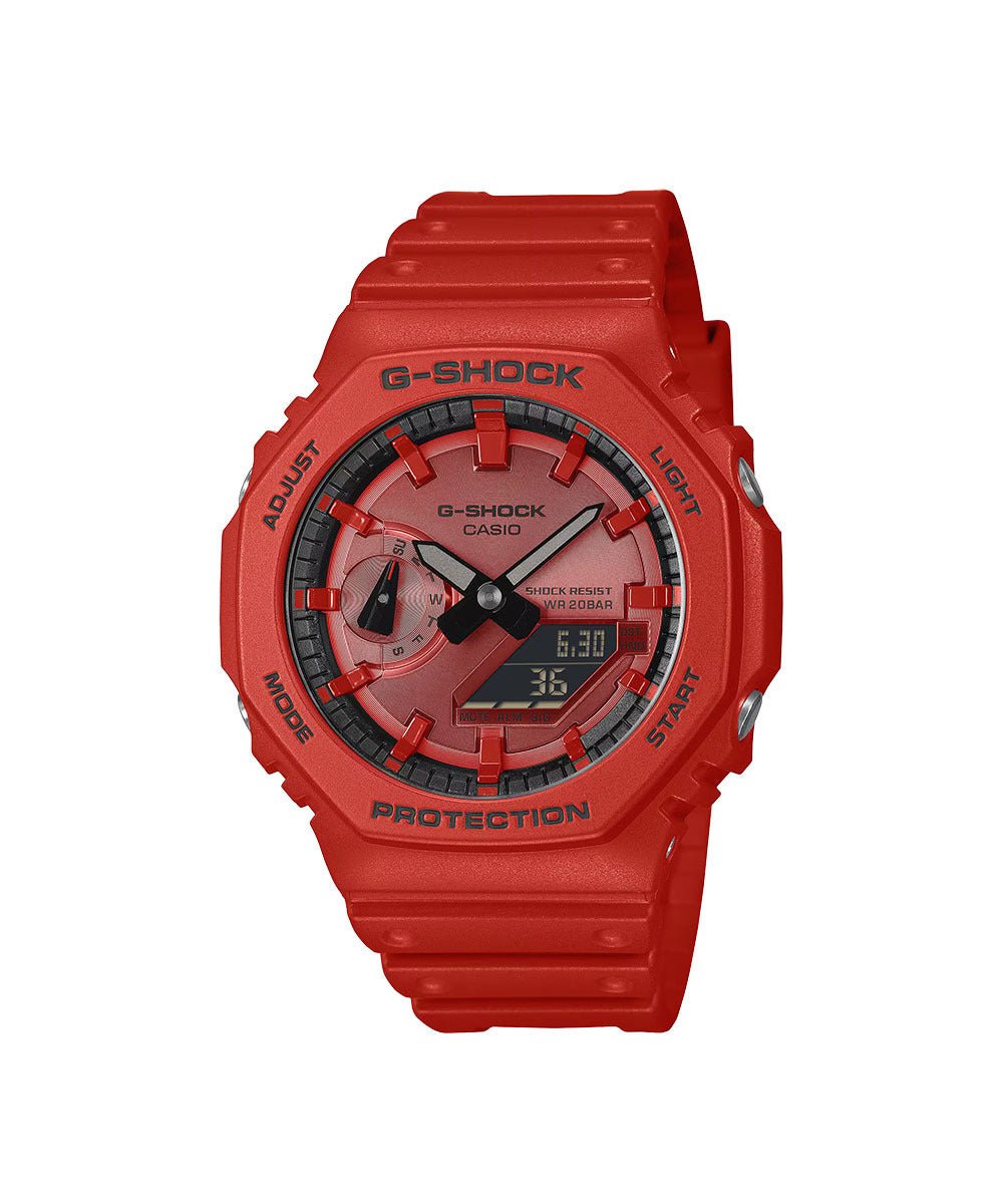 RELOJ PARA HOMBRE CASIO G-SHOCK GA-2100RRB-4ADR  - ROJO