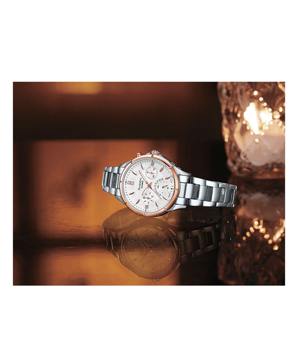 RELOJ PARA MUJER CASIO SHEEN SHE-3047SG-7AUDR -BLANCO