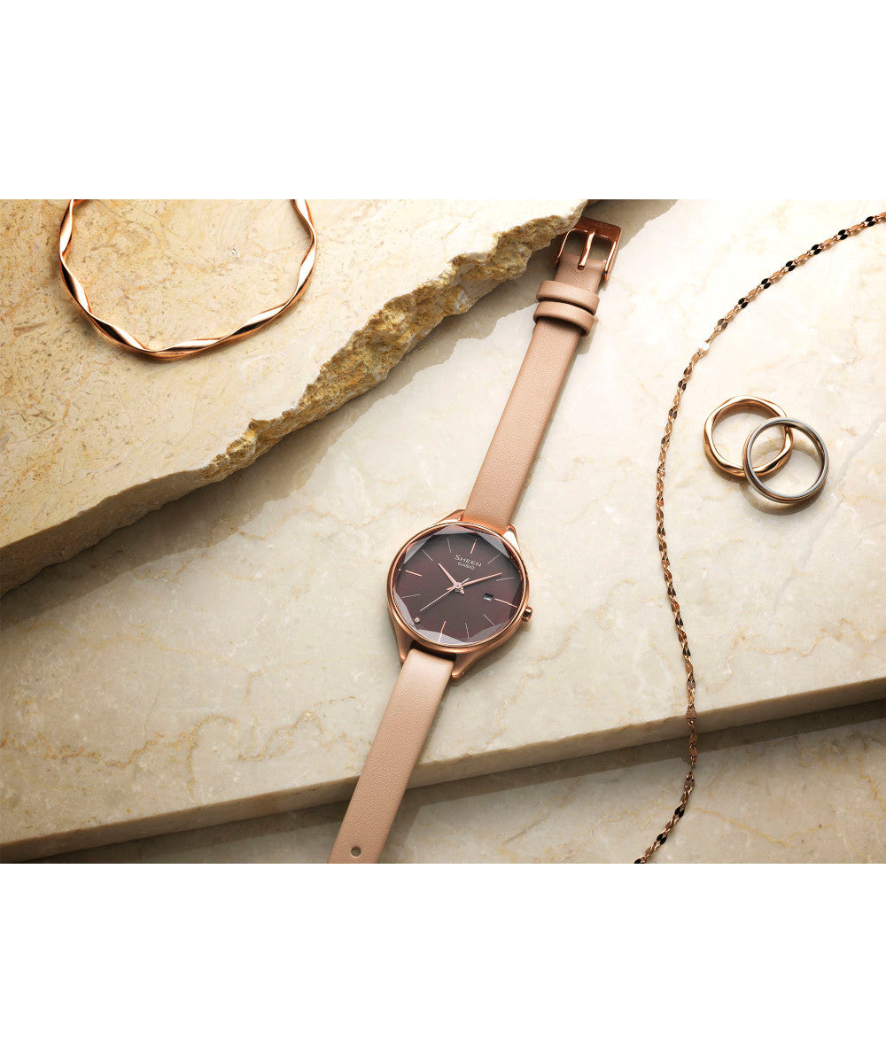RELOJ PARA MUJER CASIO SHEEN SHE-4062PGL-5AUDF -CAFÉ
