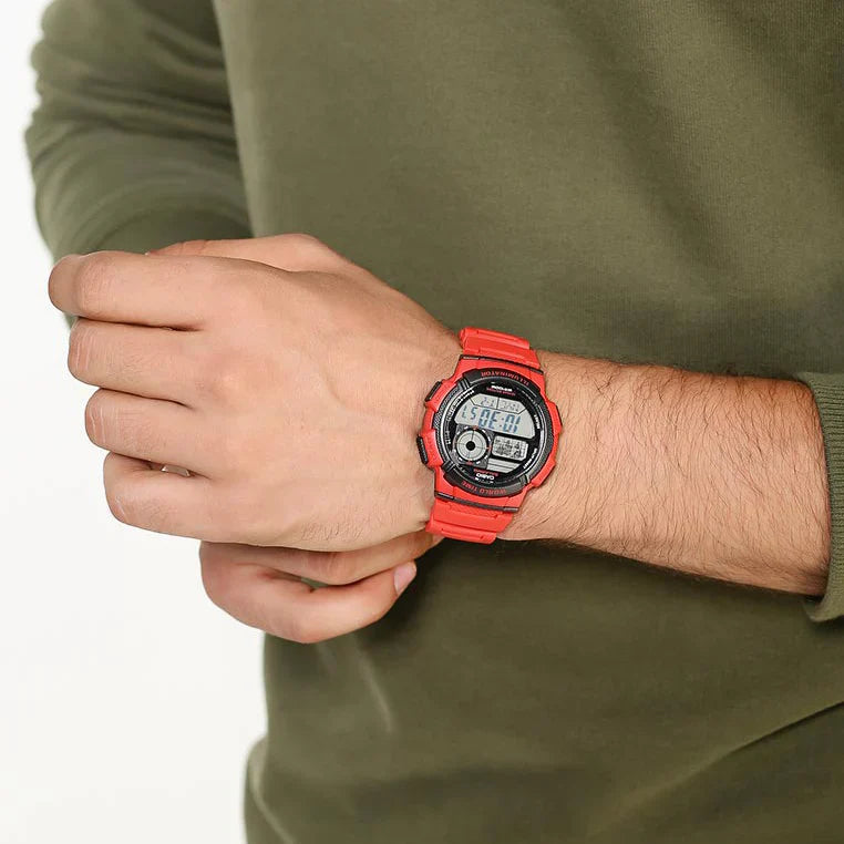 RELOJ PARA HOMBRE CASIO AE-1000W-4AVDF -ROJO
