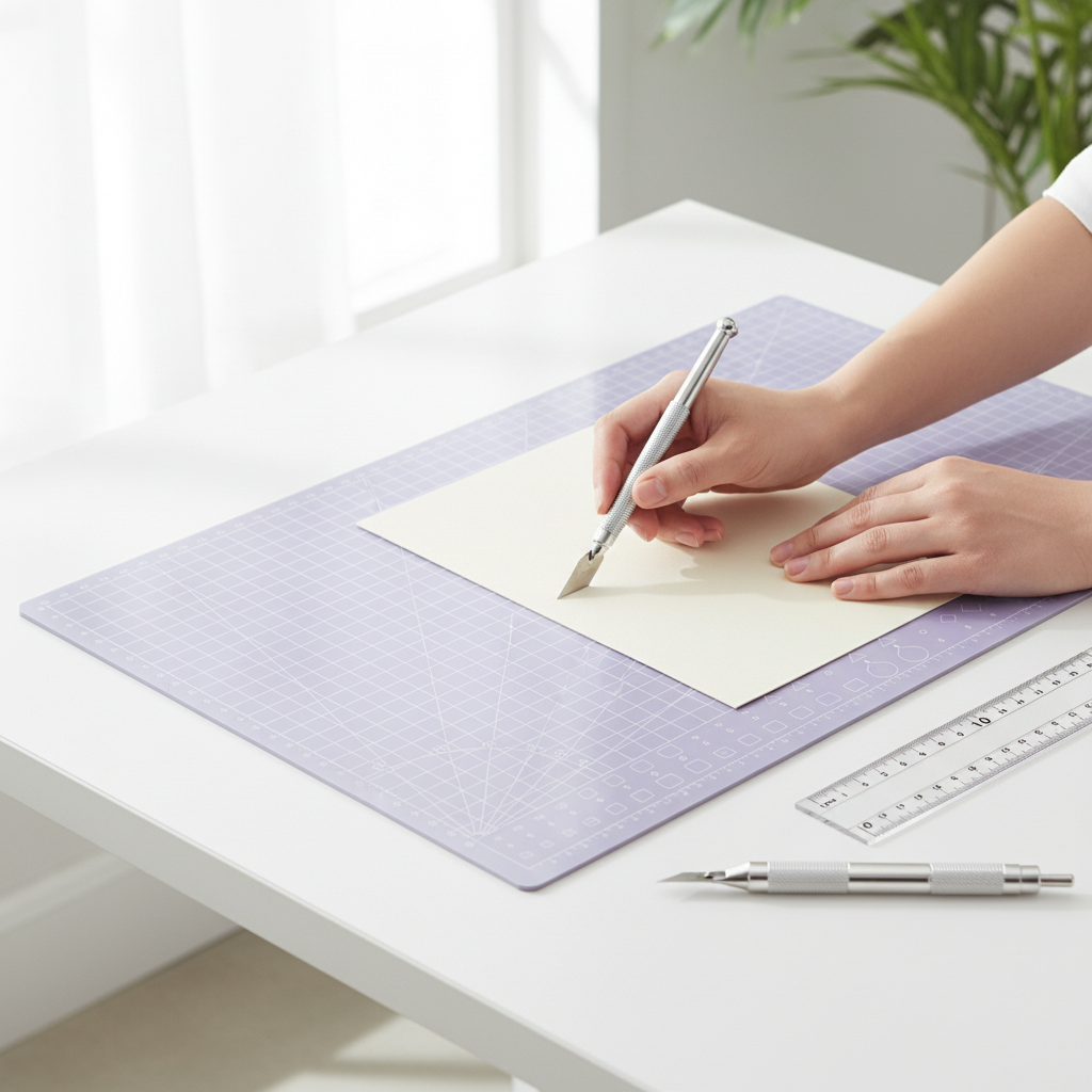 Tapete de corte para escritorio DELI Lila x1 unidad