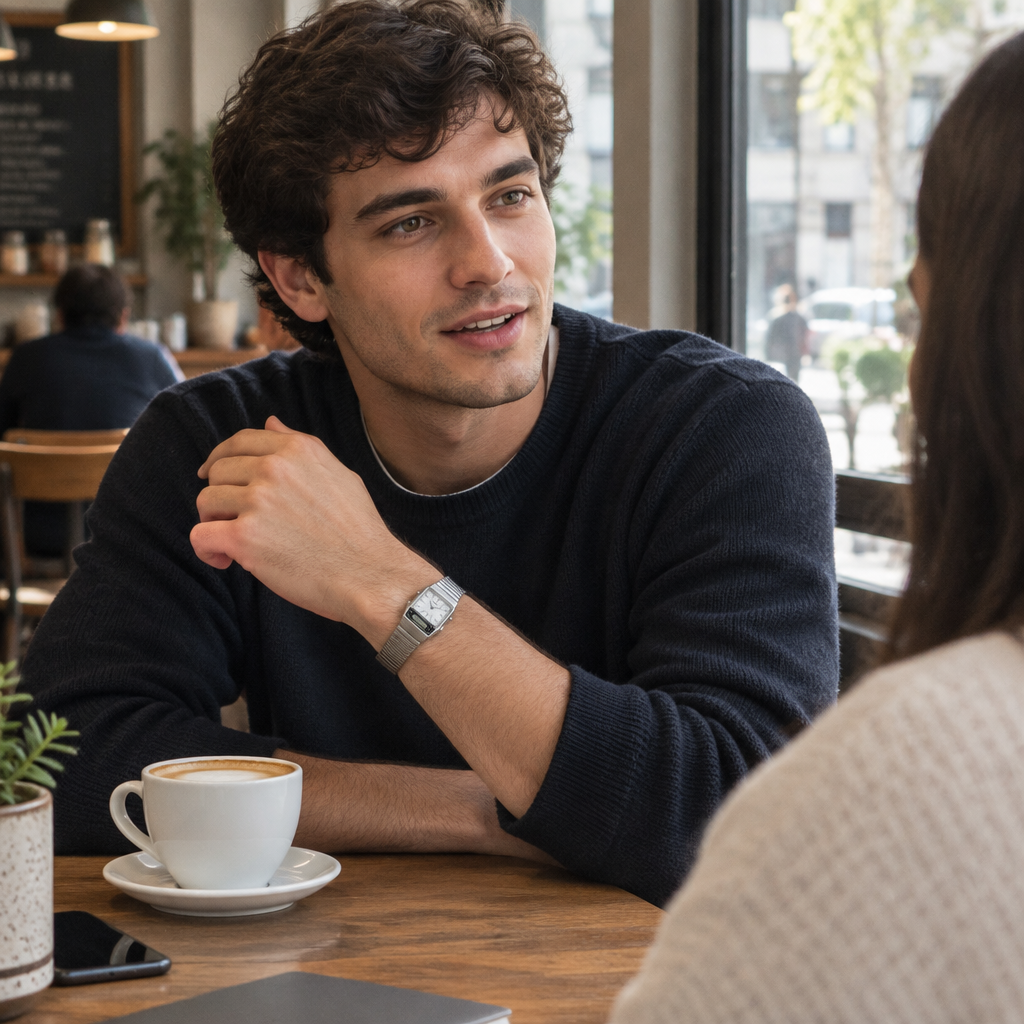Escena de cafetería en plano medio