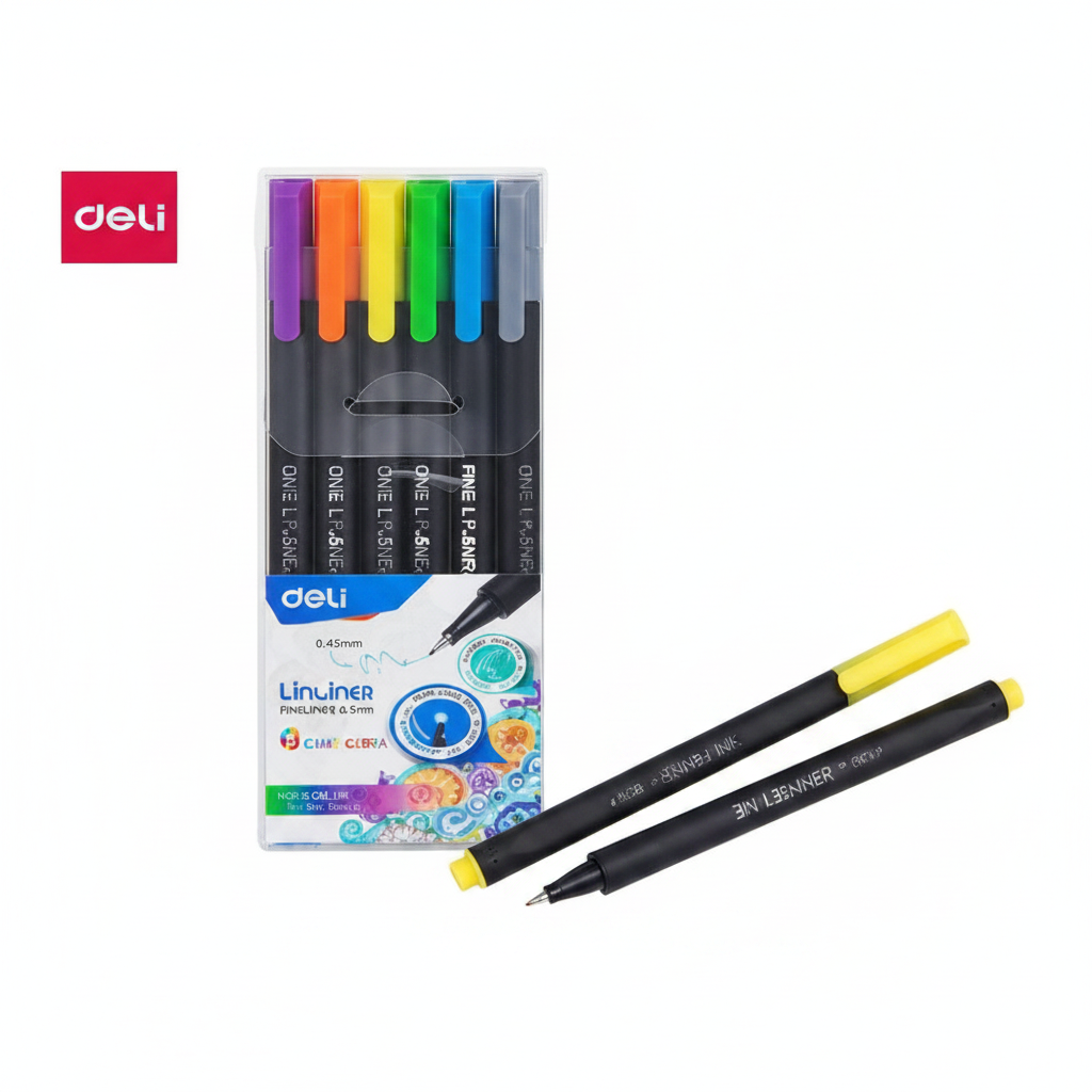 Estuche micropuntas DELI 0.45 tinta lavable x 6 unidades