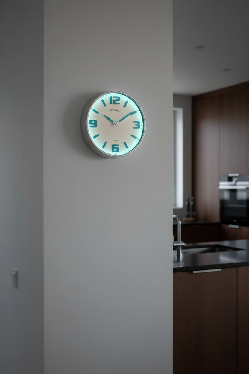 Casio IQ-63-7DF reloj de pared con función Neobrite luminiscente de noche