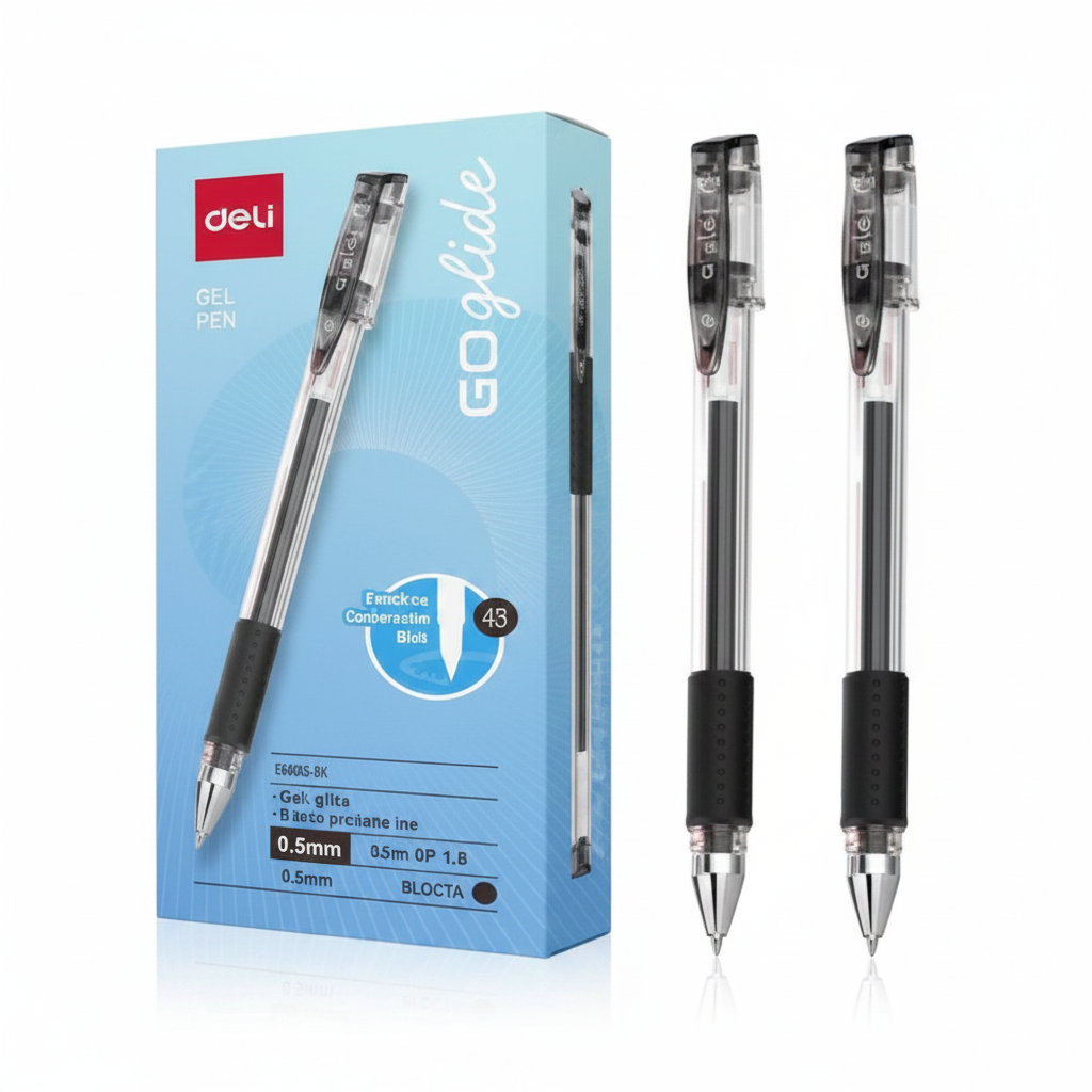 Bolígrafo cuerpo transparente punta bala 0.5 mm tinta negra x12 Unidades