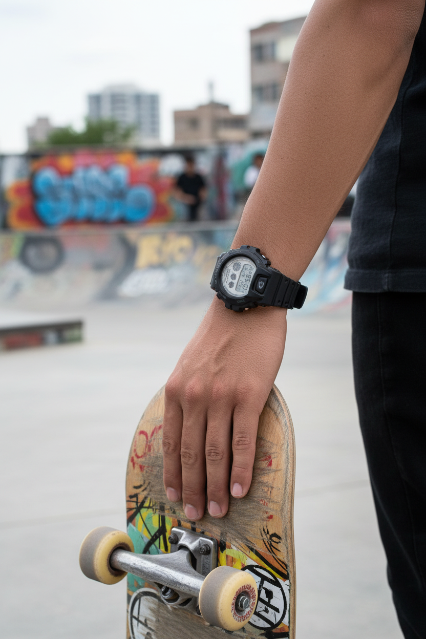Casio G-Shock DW-6900WD-1DR lifestyle - skate park urbano