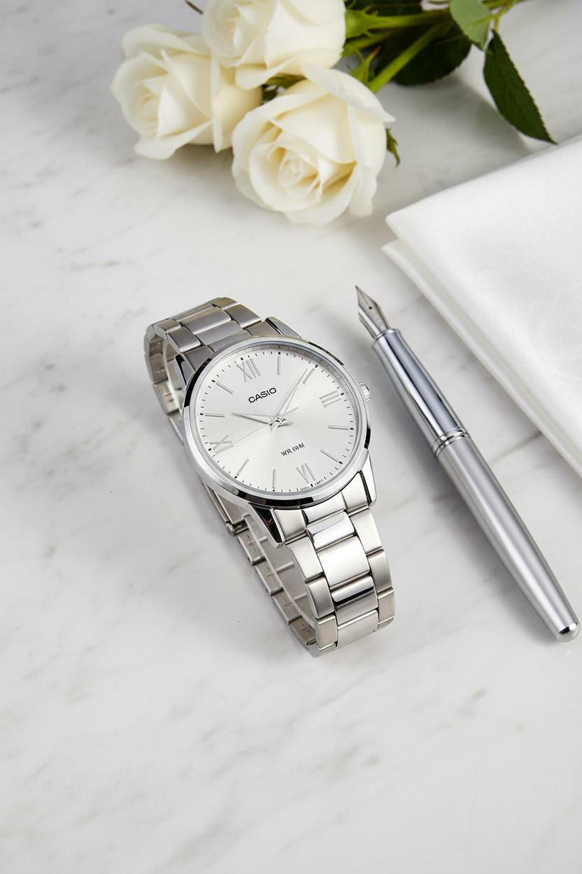 Producto - Mármol blanco con rosas y pluma