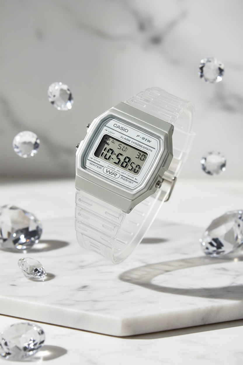 Casio F-91WS-7DF - mármol cristales