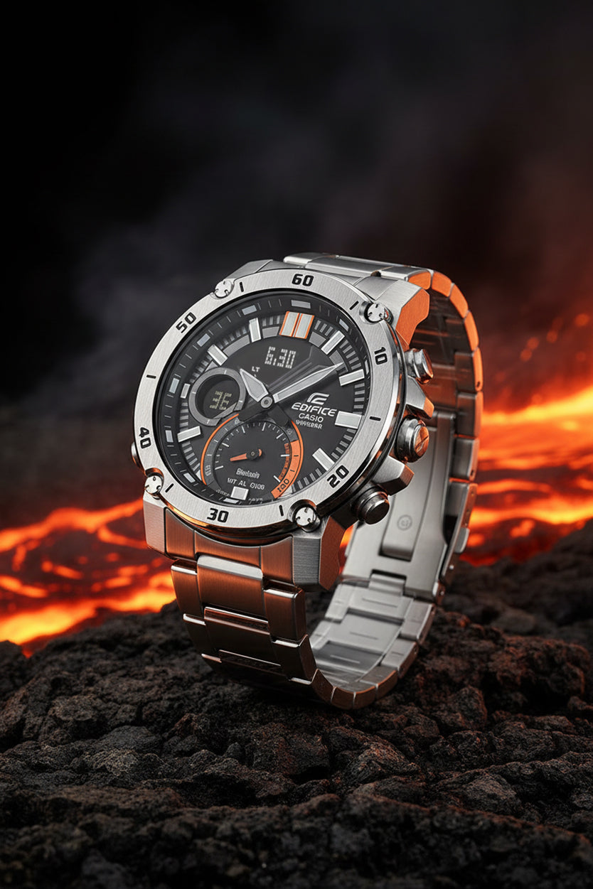 RELOJ ANALÓGICO-DIGITAL PARA HOMBRE CASIO EDIFICE ECB-20D-1ADF - PLATEADO