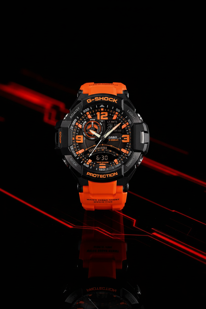 Casio G-Shock GA-1000-4ADR - negro rojo deportivo