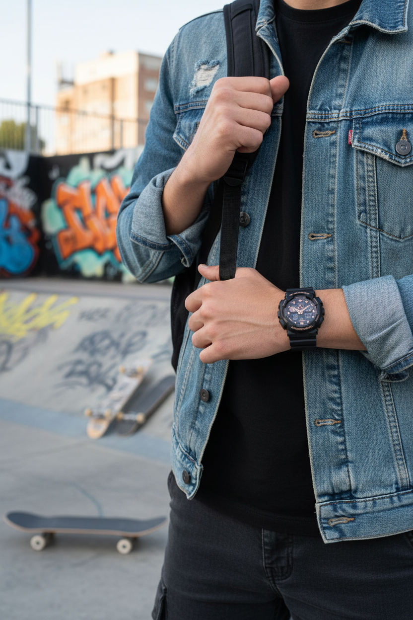 Casio G-Shock GA-100GBX-1A4DR lifestyle - skate park urbano