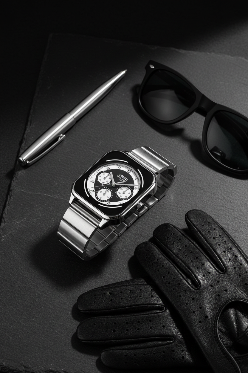 Producto - Pizarra negra con gafas pluma y guantes