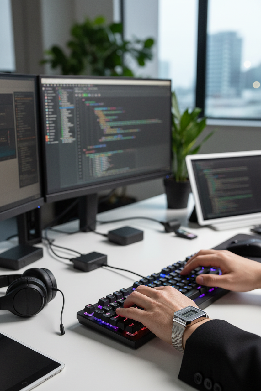 Casio A700WM-7ADF lifestyle - tech office workspace