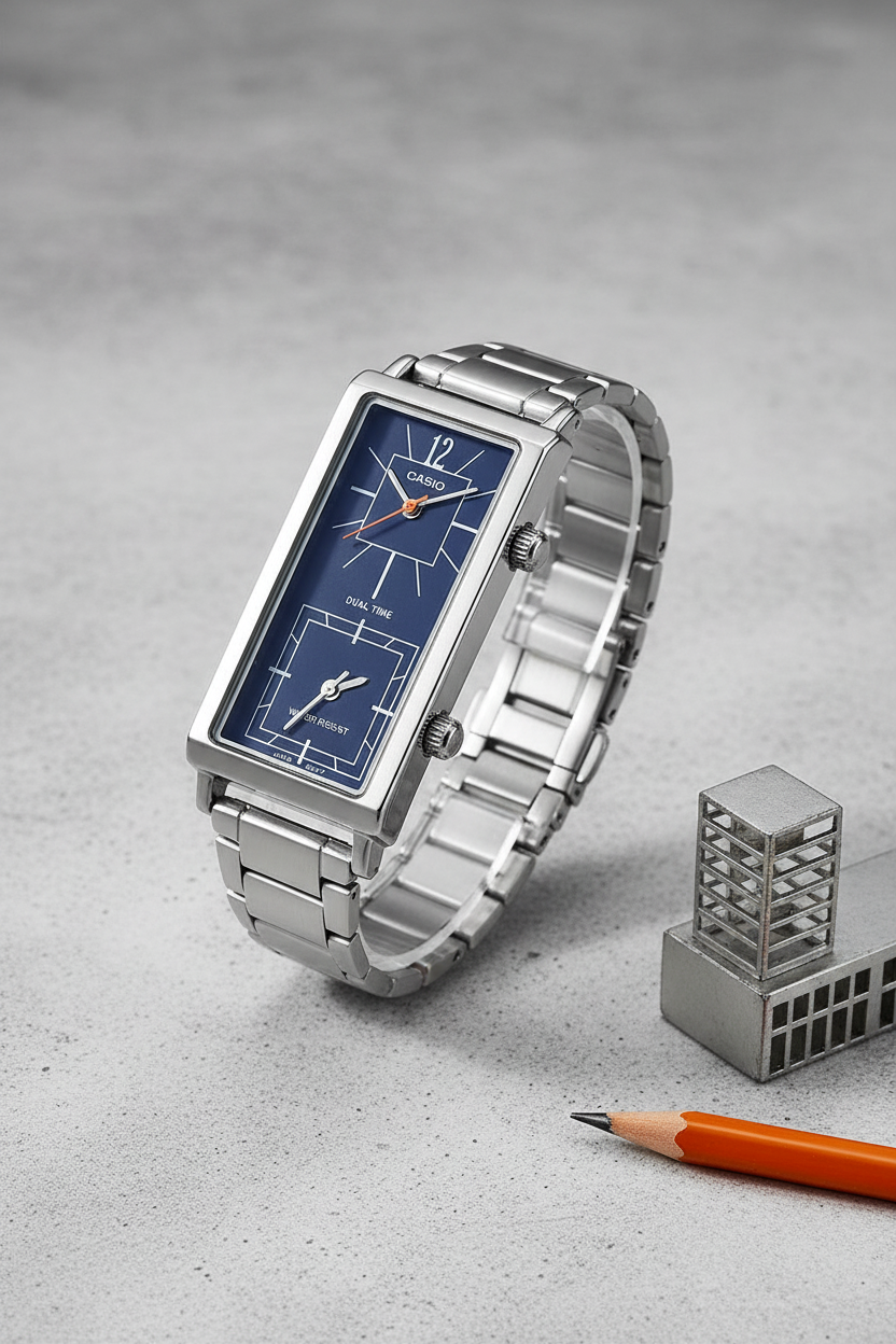 Casio LTP-E151D-2BDF sobre concreto estilo arquitectónico