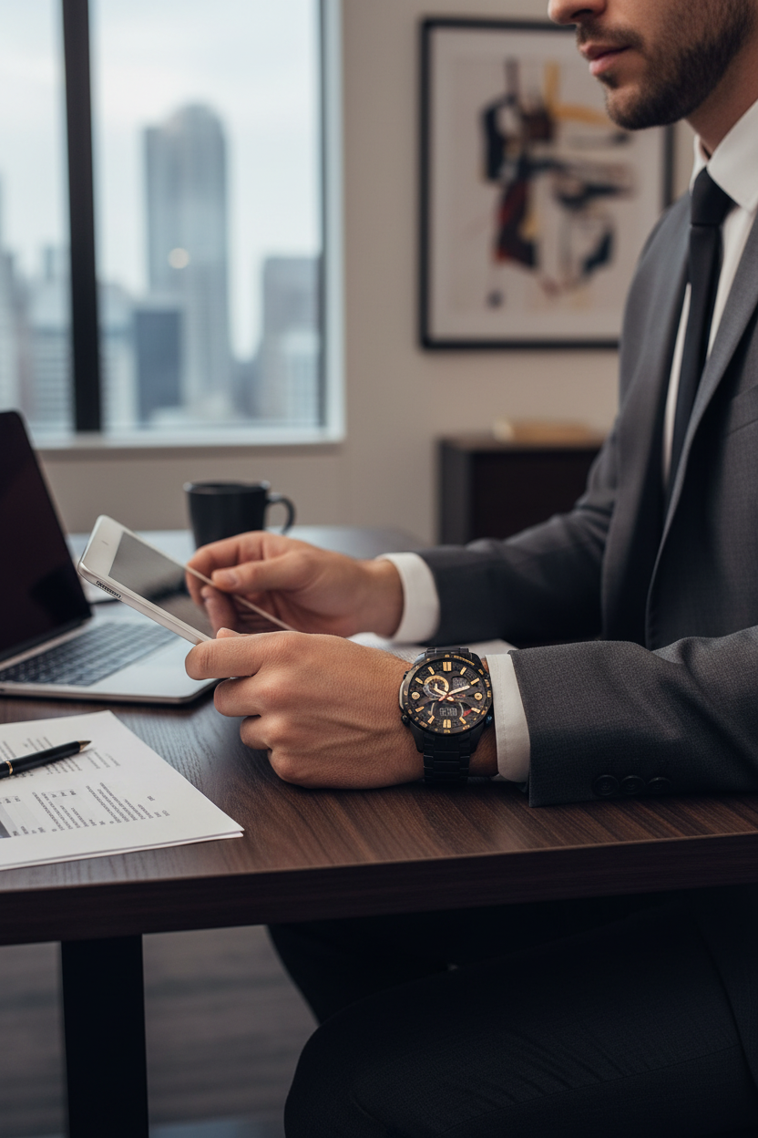 Casio Edifice ERA-201RBK-1ADR lifestyle - oficina ejecutiva
