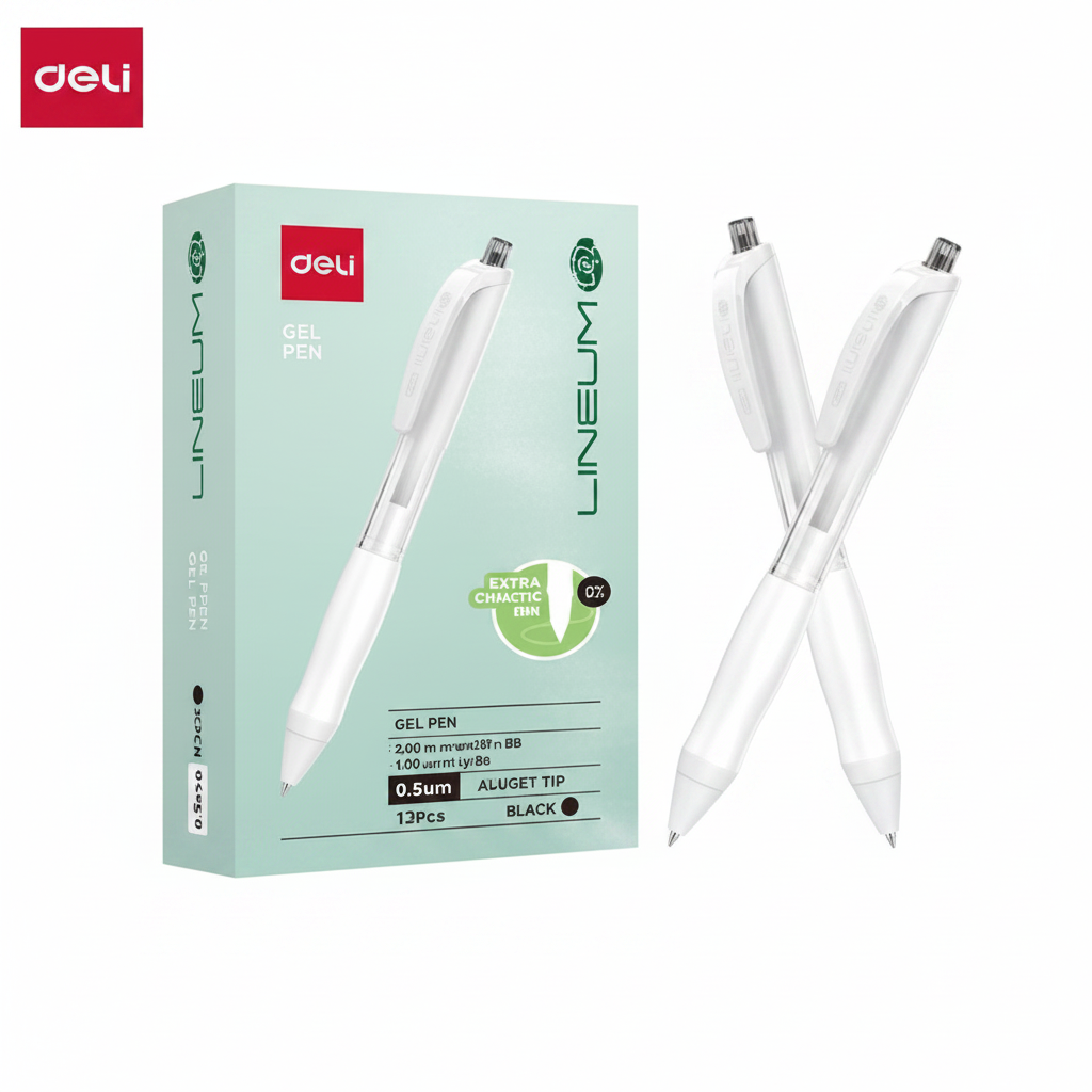 Bolígrafo gel personal DELI punta bala 0.5mm x12 unidades