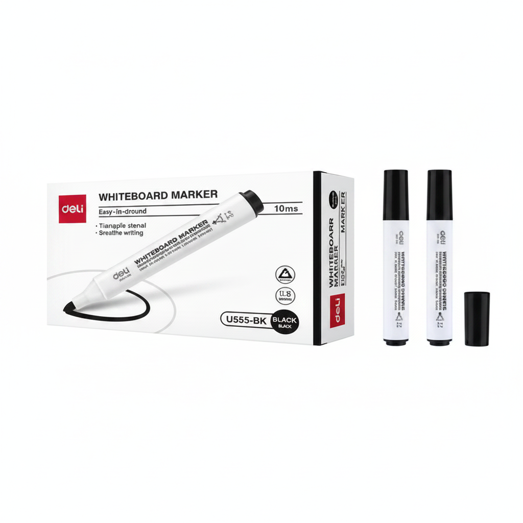 Marcador borrable DELI punta bala 1.8 mm Negro x10 Unidades
