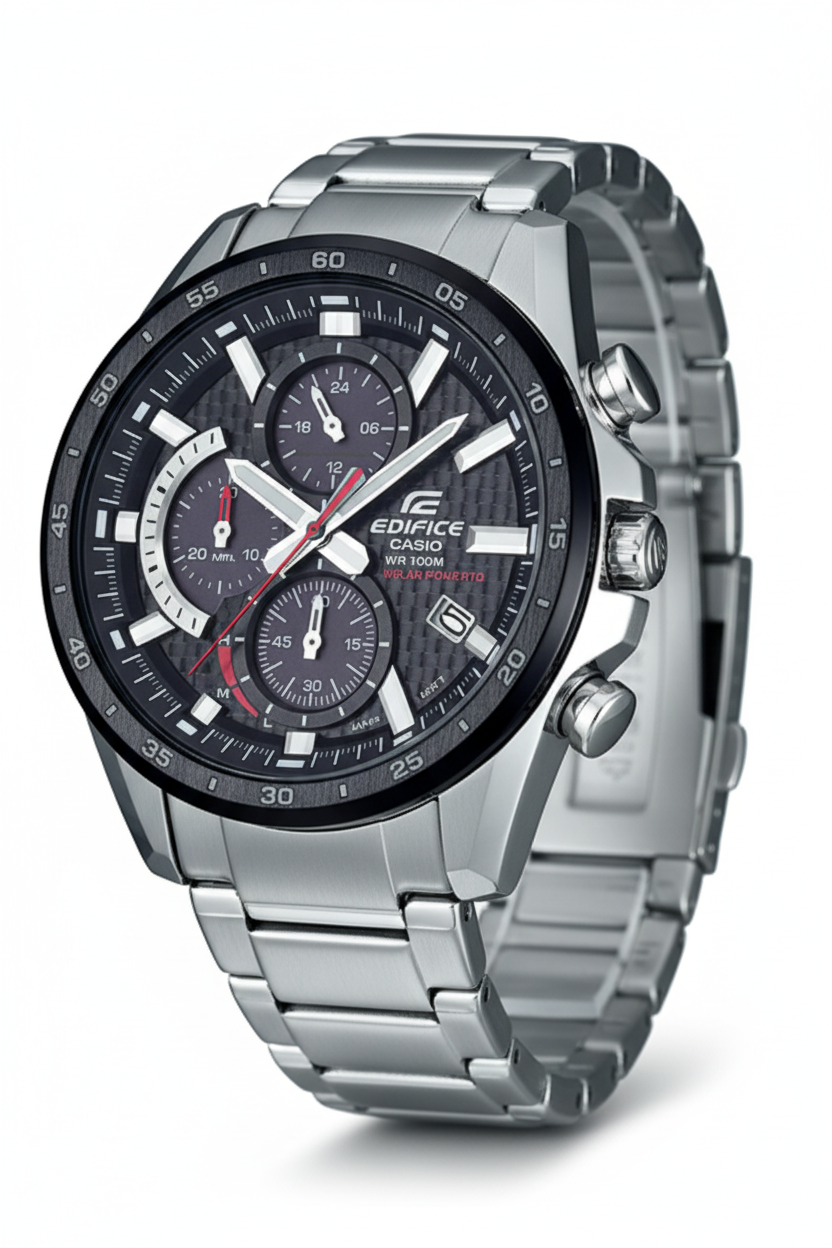 Casio Edifice EQS-900DB-1AVUDF - fondo blanco ángulo