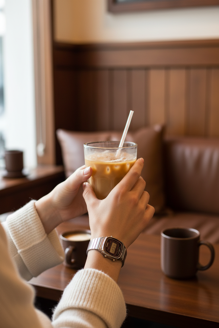 Casio LA670WA-4DF lifestyle - café acogedor