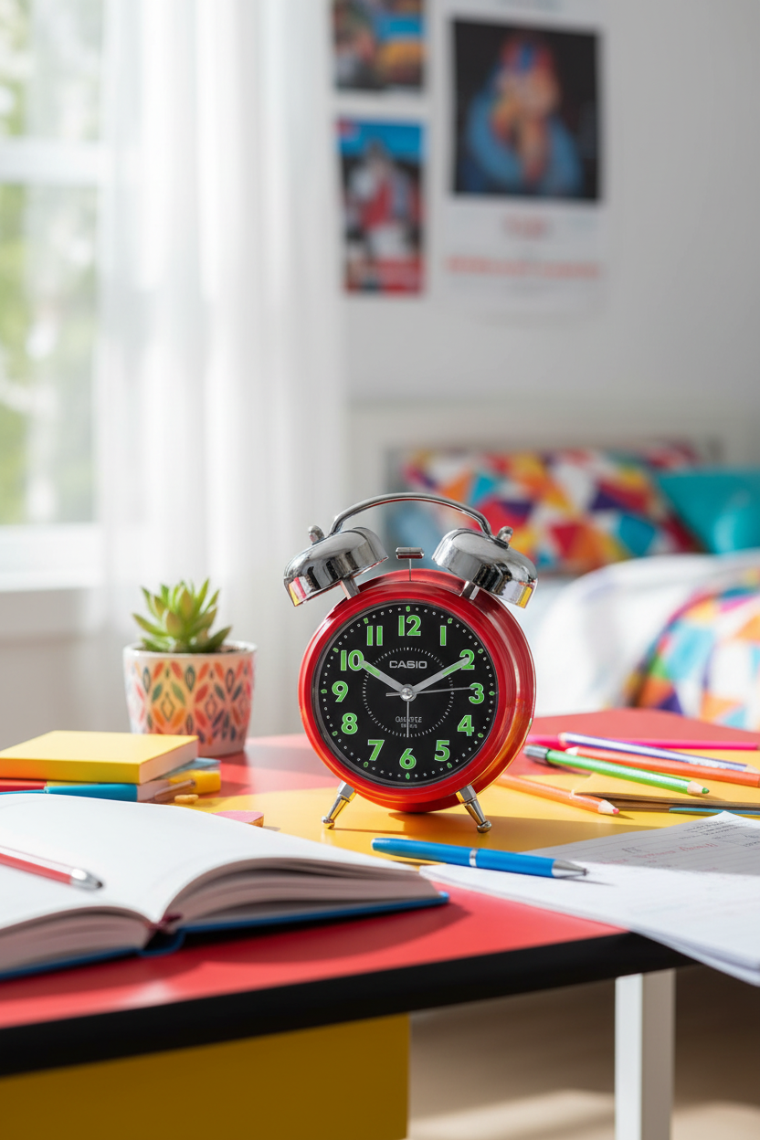 Casio TQ-362-4ADF despertador en escritorio juvenil colorido