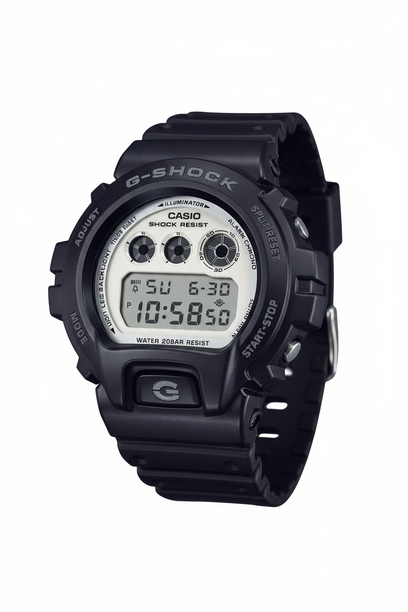 Casio G-Shock DW-6900WD-1DR - fondo blanco ángulo