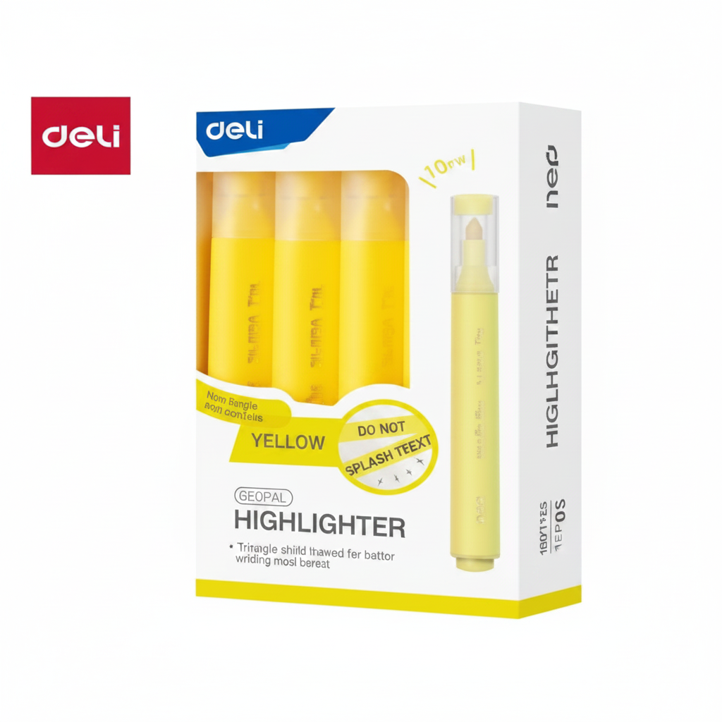 Resaltadores DELI punta biselada 1-4mm amarillo x10 unidades