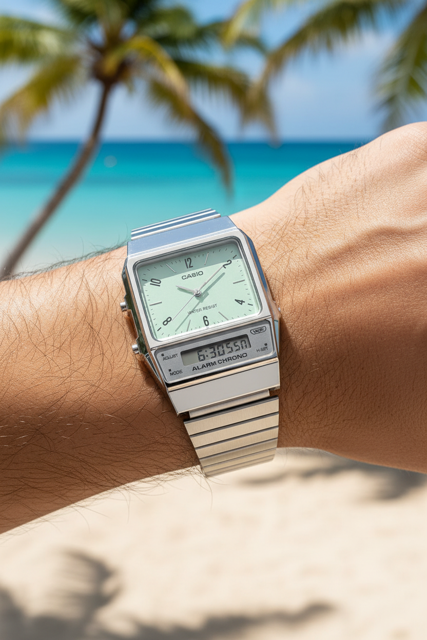 RELOJ CASIO VINTAGE AQ-800E-3ADF - VERDE
