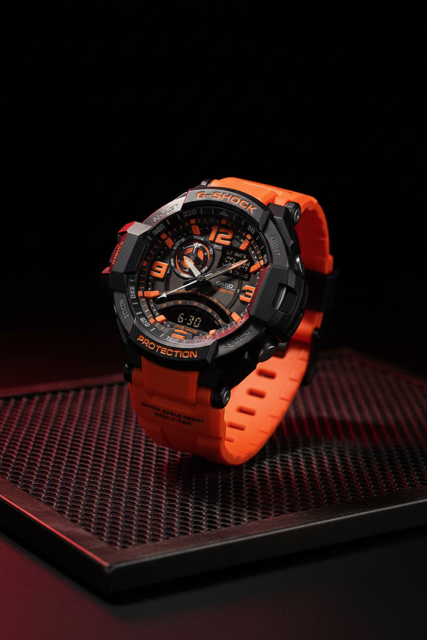 Casio G-Shock GA-1000-4ADR - steel mesh LED rojo