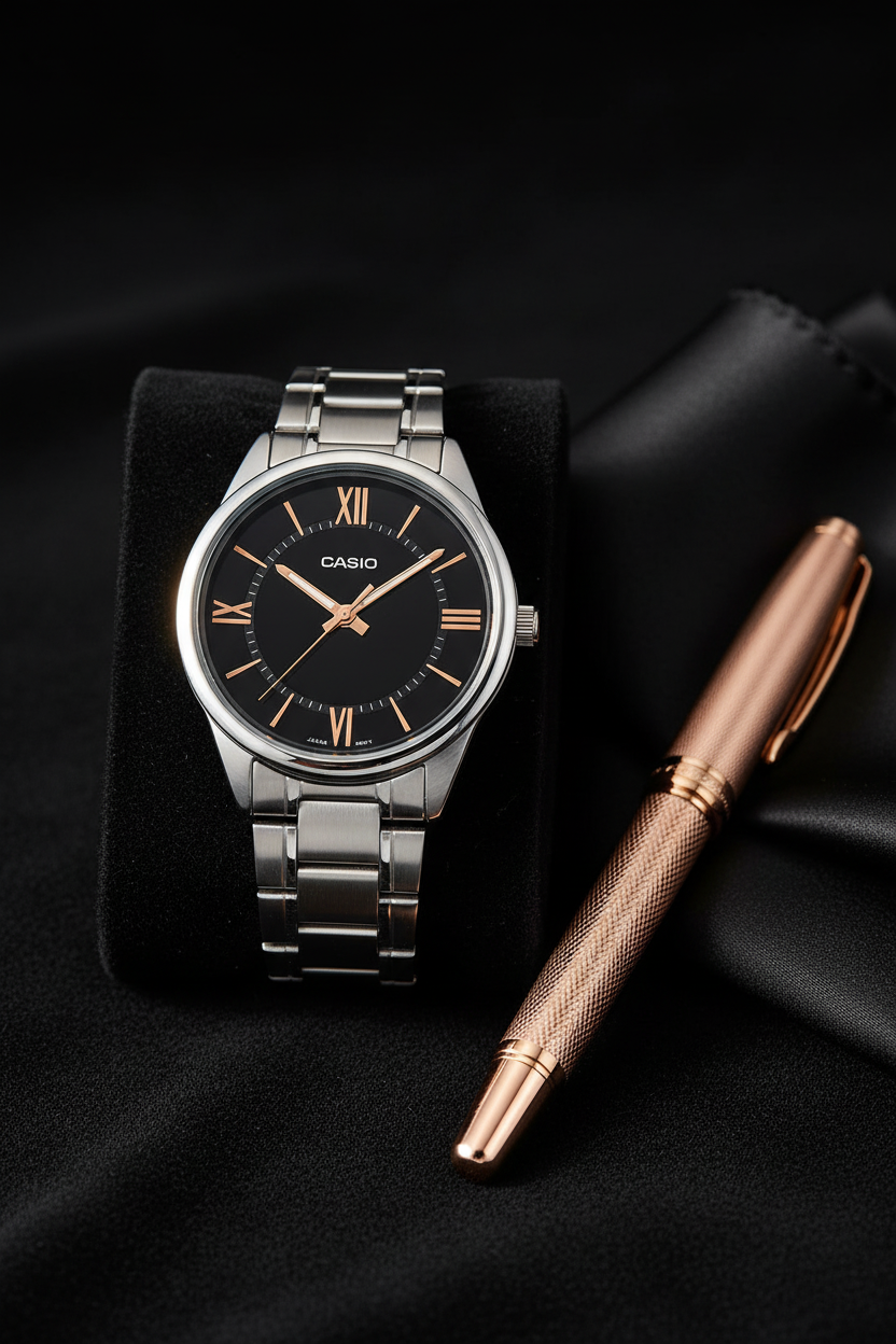 Producto - Terciopelo negro con pluma y pañuelo rose gold