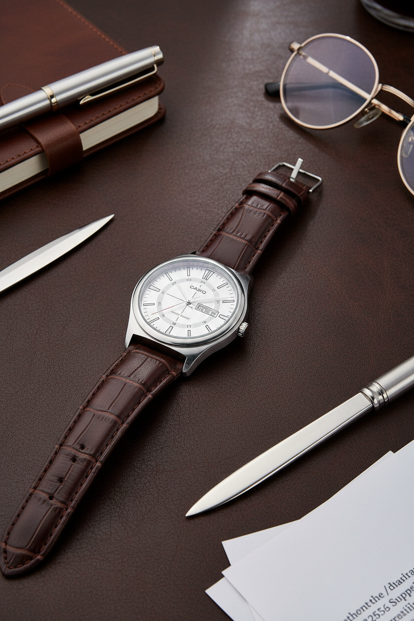 Casio MTP-V006L-7CUDF - cuero café ejecutivo