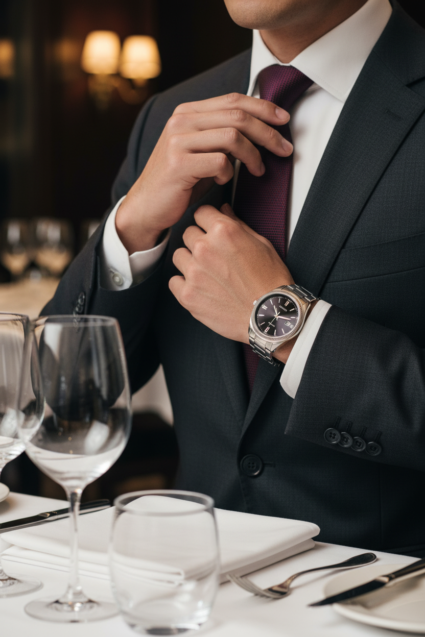 Casio MTP-1302D-1A1VDF lifestyle - restaurante elegante
