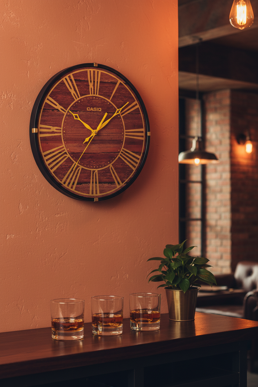 Casio IQ-81-5ADF reloj de pared en bar lounge industrial vintage