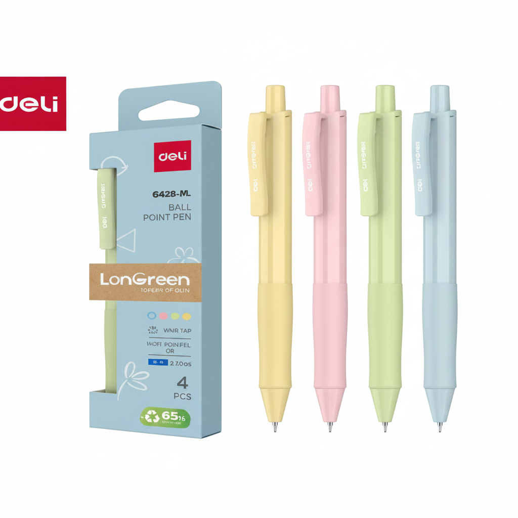 Bolígrafo retráctil DELI punta aguja 0,7mm azul x4 unidades