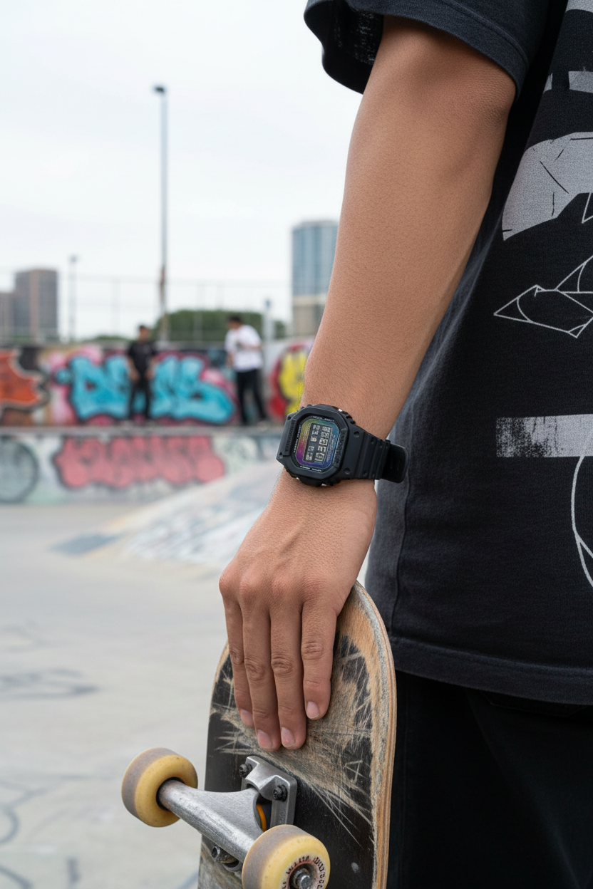 Casio G-Shock DW-5600RW-1DR lifestyle - skate park urbano