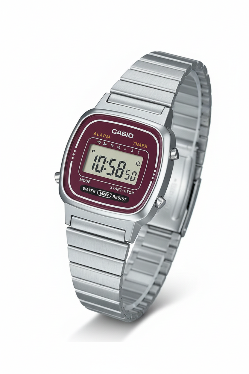 Casio LA670WA-4DF - fondo blanco ángulo
