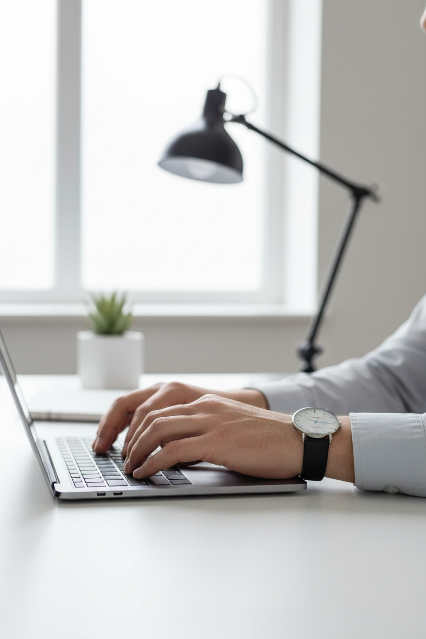 Lifestyle - Profesional home office minimalista blanco