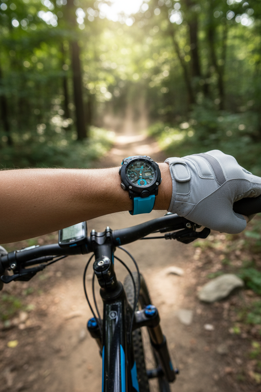 Casio G-Shock GA-2000-1A2DR lifestyle - mountain bike trail