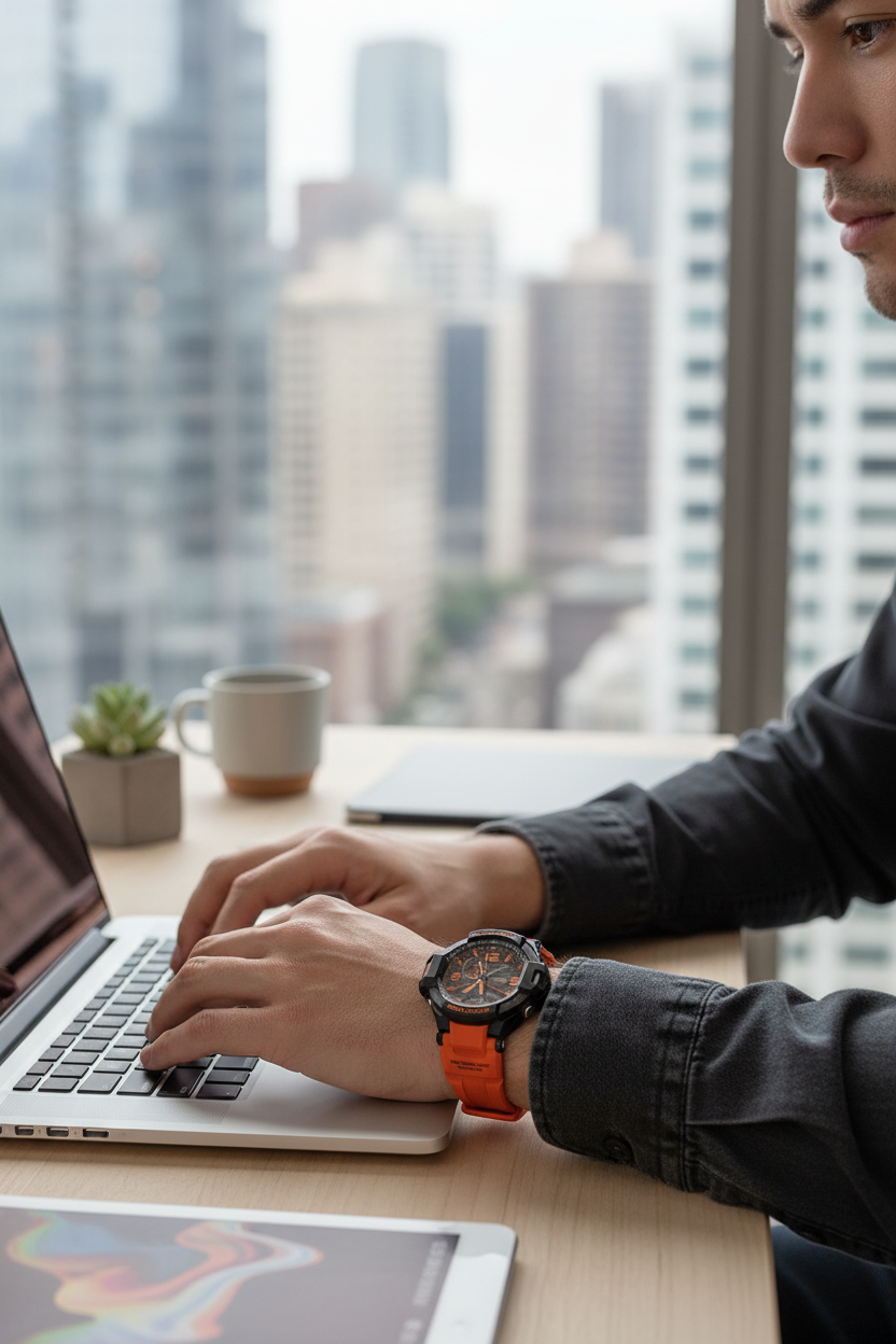 Casio G-Shock GA-1000-4ADR lifestyle - workspace tech