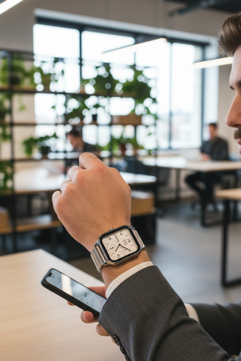 Lifestyle - Tech urbano coworking con smartphone