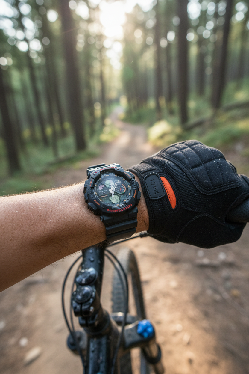 Casio G-Shock GA-140-1A4DR lifestyle - mountain bike trail