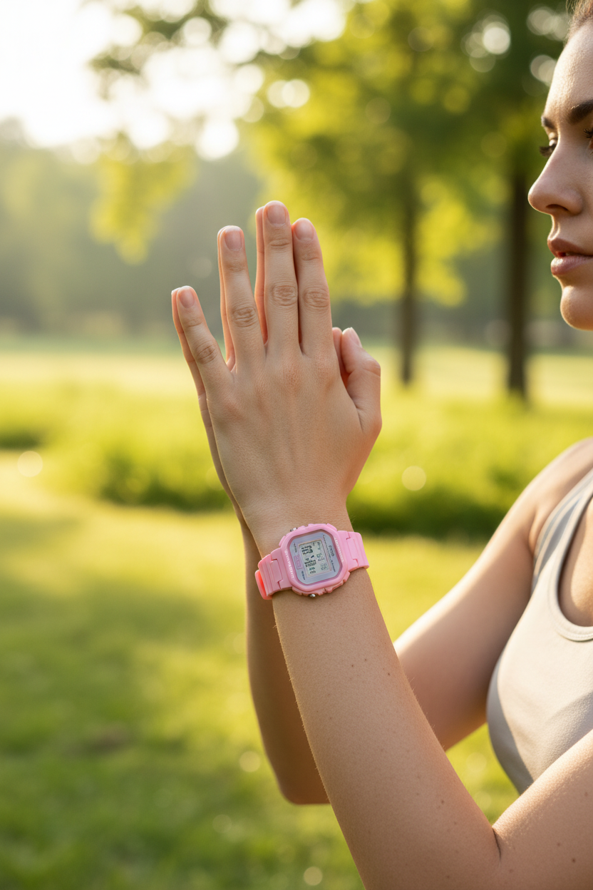 Casio LA-20WH-4A1DF lifestyle - yoga parque