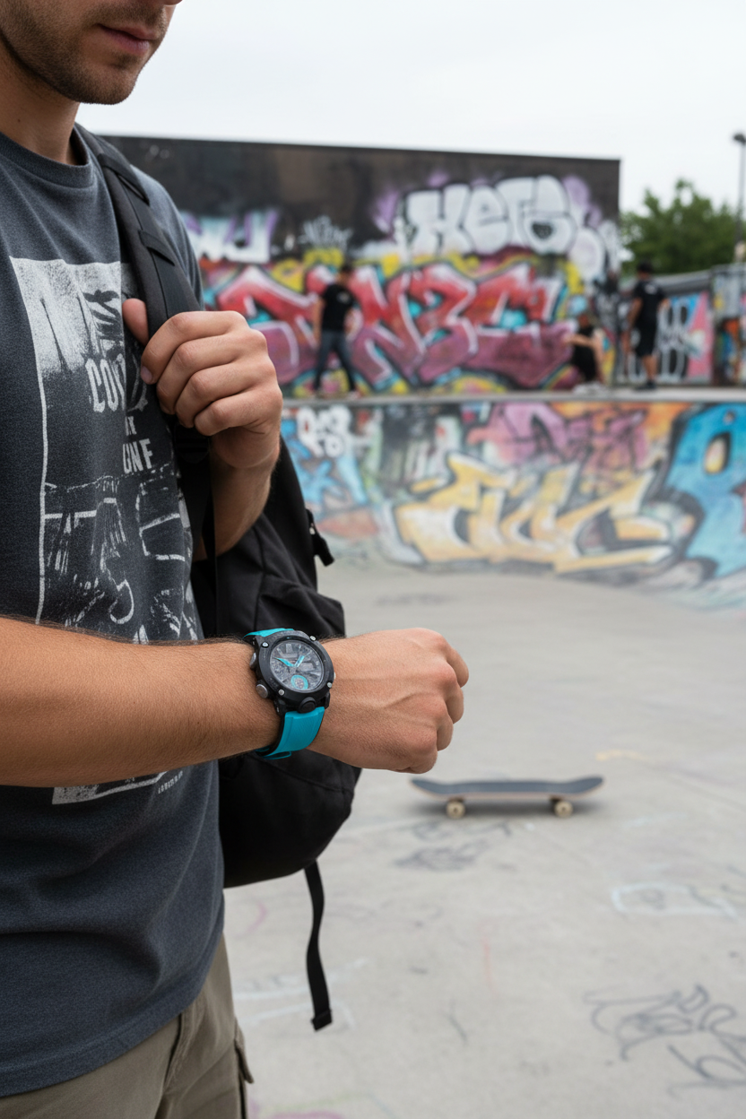 Casio G-Shock GA-2000-1A2DR lifestyle - skate park urbano