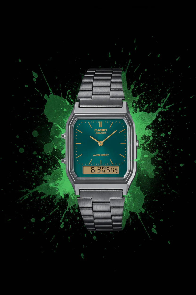 RELOJ CASIO VINTAGE AQ-230EGG-3ADF - VERDE