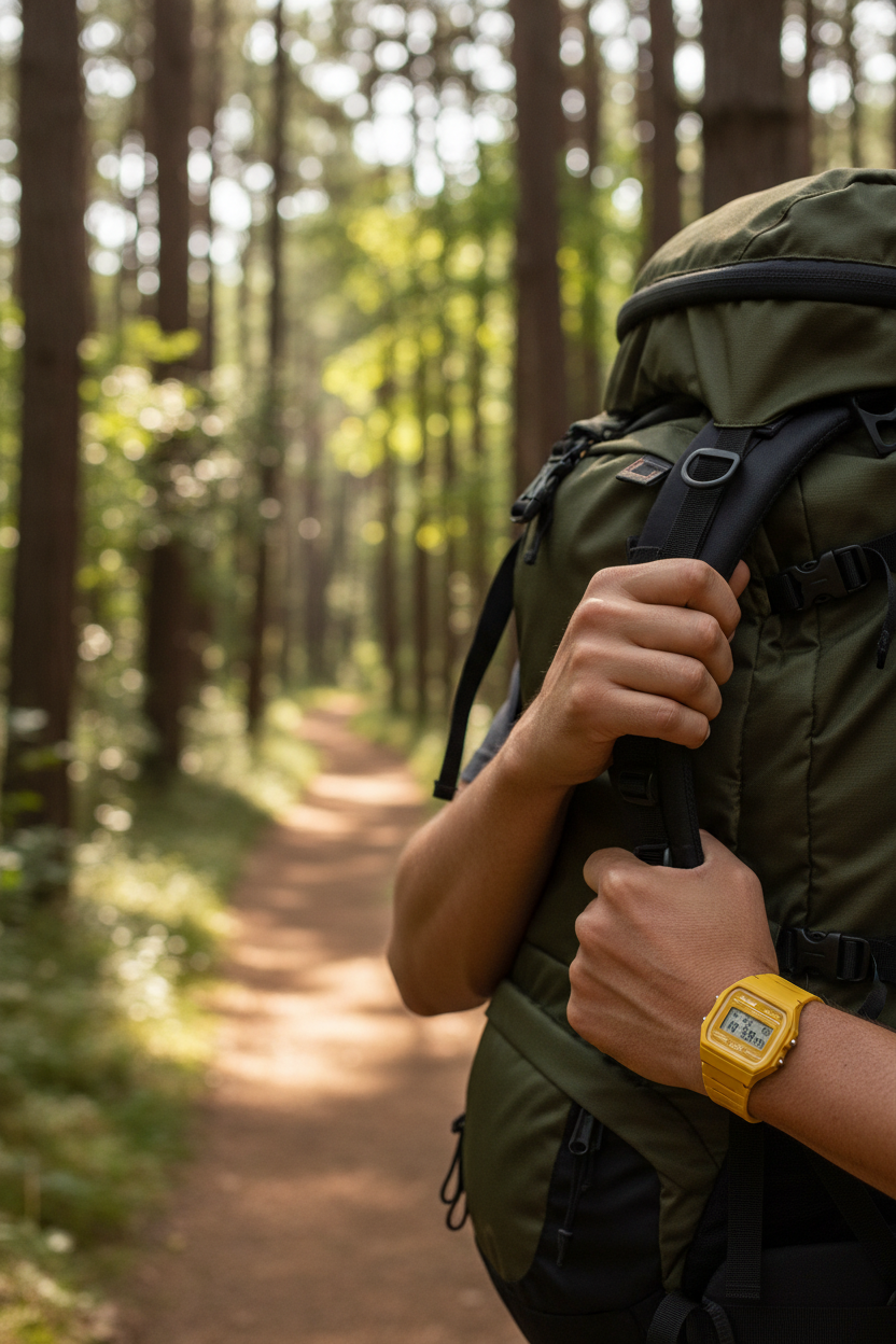 Casio F-91WC-9ADF lifestyle - hiking aventura