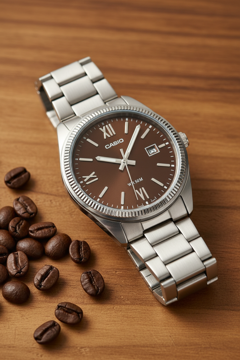 Casio MTP-1302DD-5AVDF - madera granos café