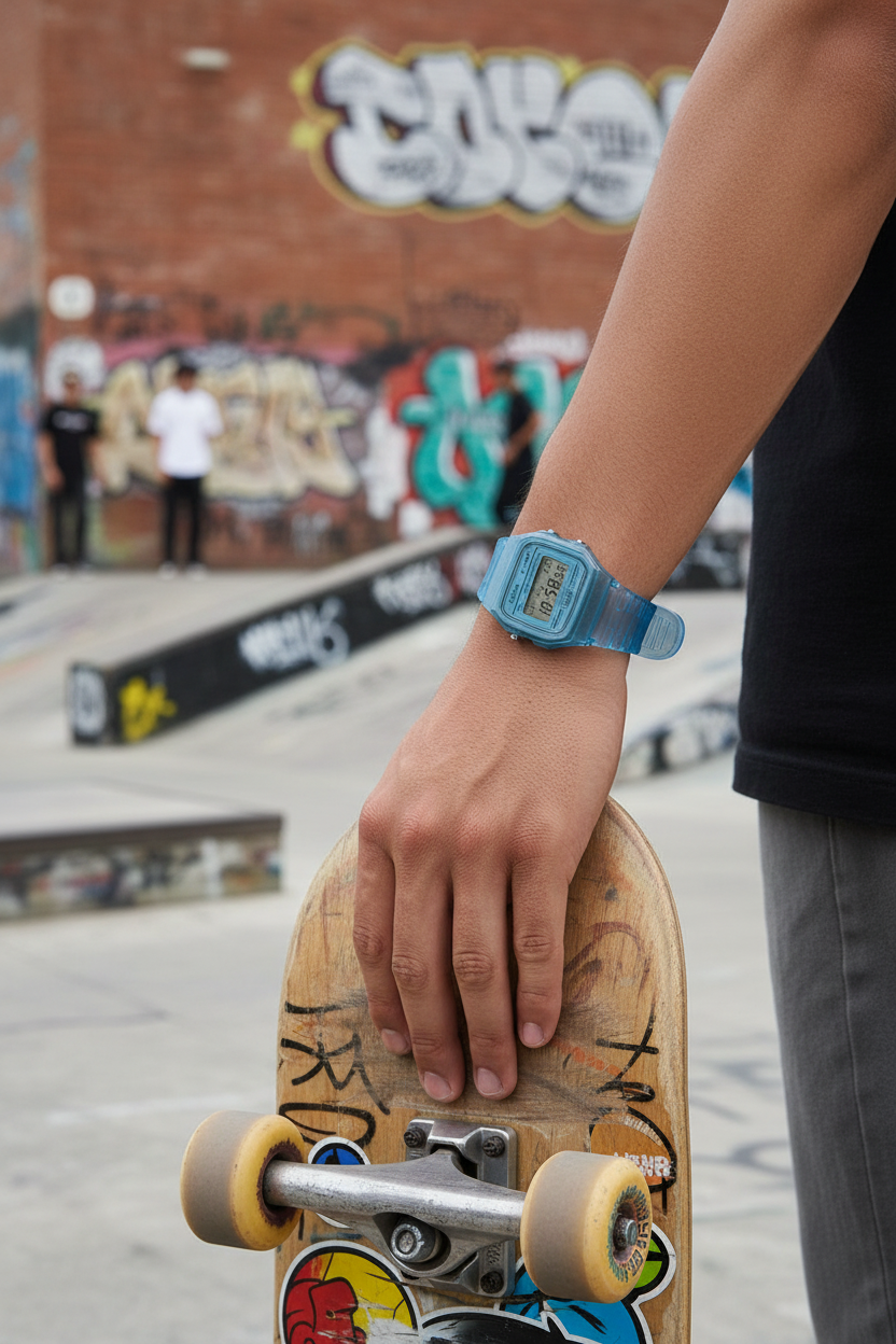 Casio F-91WS-2DF lifestyle - skate urbano