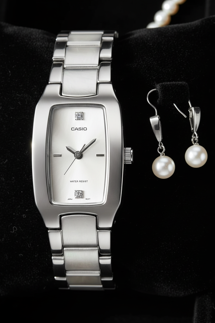 Casio LTP-1165A-7C2DF sobre terciopelo negro joyero