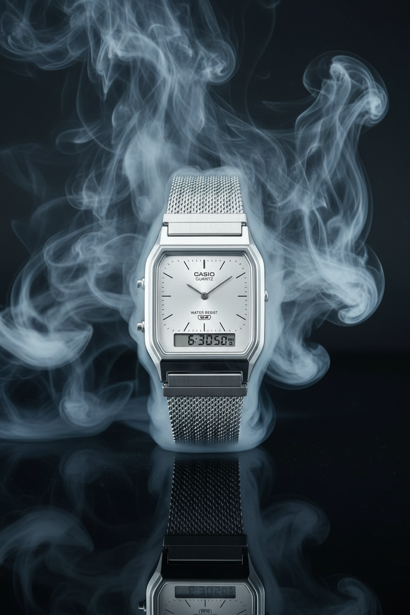 RELOJ CASIO VINTAGE AQ-230EM-7ADF - PLATEADO