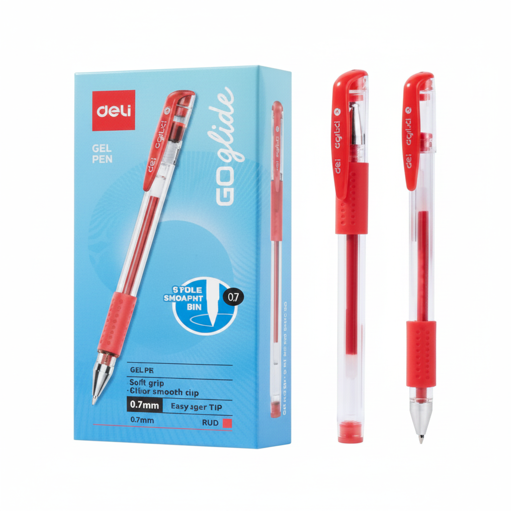 Bolígrafo cuerpo transparente punta bala 0.7 mm tinta roja x12 Unidades